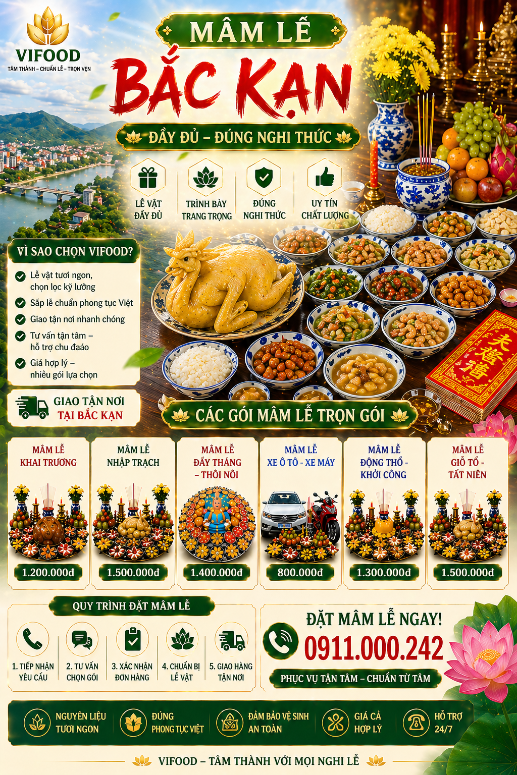 mâm cúng đầy tháng tại bắc kạn